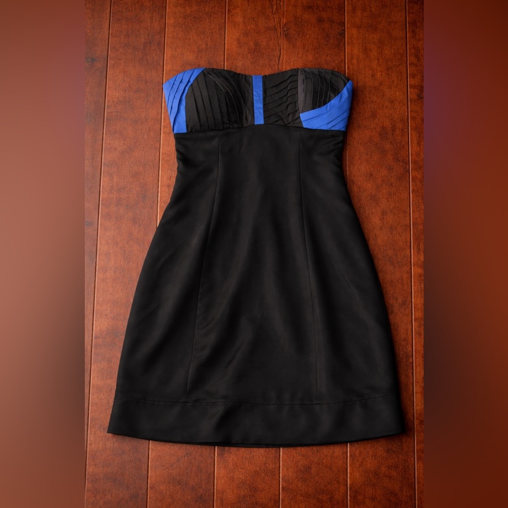 Charlotte Russe Black Strapless Dress with Blue Accents